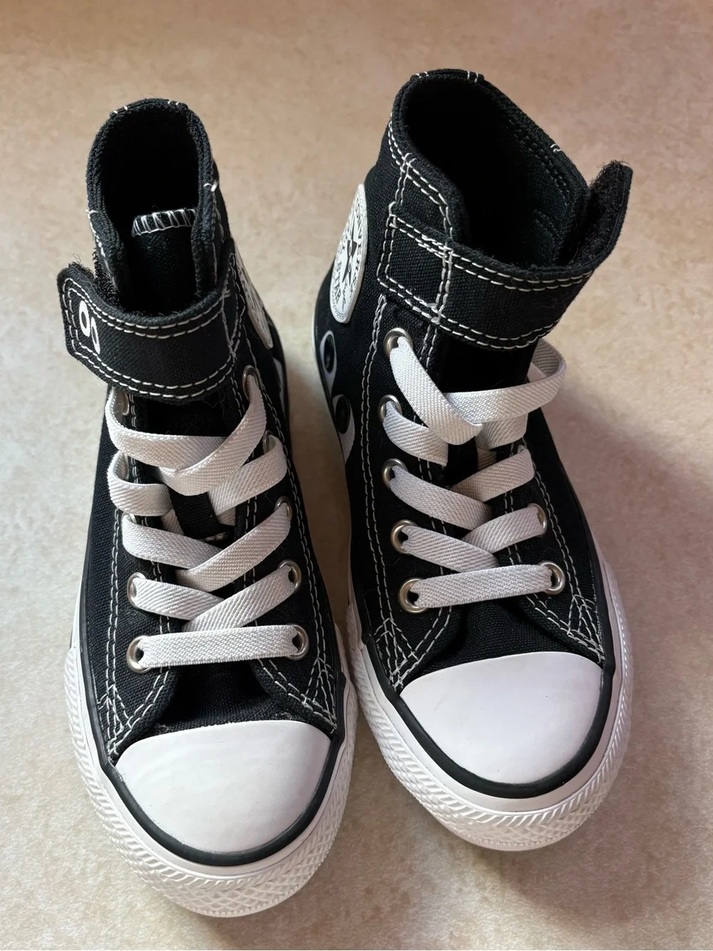 Kids High-Top Canvas Sneakers — Black/White